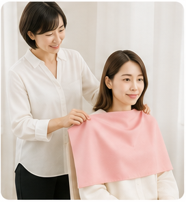 ドレープを当てて診断する様子